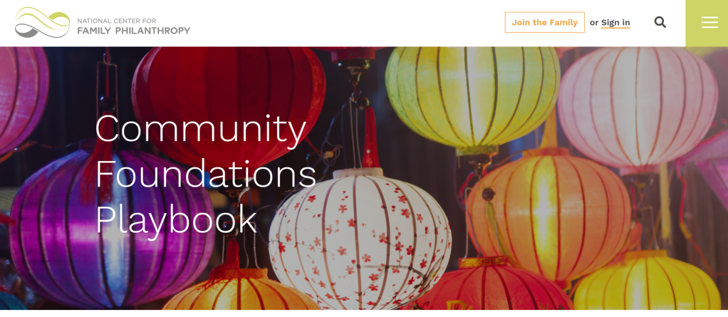 Image of the Community Foundation Playbook website homepage